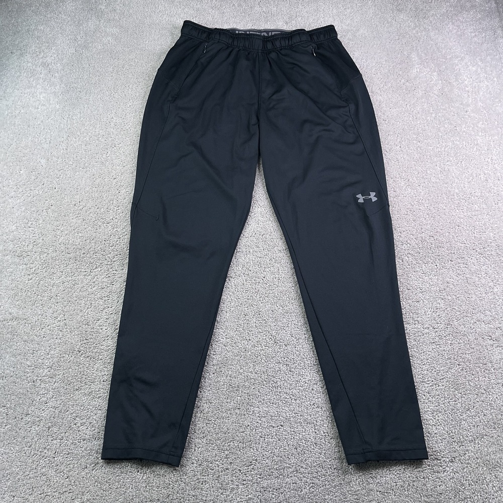 Under Armour Pants Mens Large Black Joggers Tapered Leg Activewear Training Gym